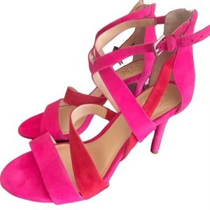 Vince Camuto Chakeetan Heels Sz 8.5 pink red strappy sandals prom